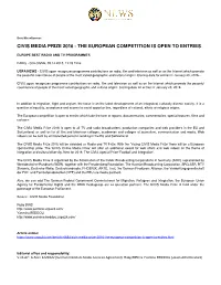 Civis Media Prize 2016 - the European Competition Is Open to Entries