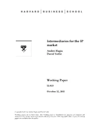 Intermediaries for the IP Market Working Paper