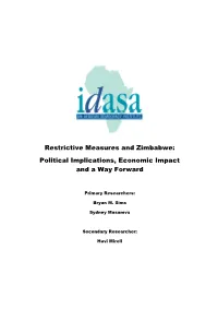 Restrictive Measures and Zimbabwe: Political Implications, Economic Impact and a Way Forward
