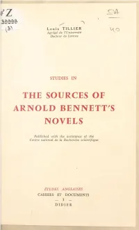 Studies in the Sources of Arnold Bennett's Novels