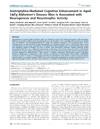 Amitriptyline-Mediated Cognitive Enhancement in Aged 36Tg Alzheimer’S Disease Mice Is Associated with Neurogenesis and Neurotrophic Activity