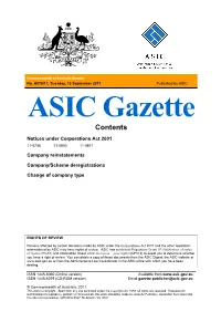 Commonwealth of Australia ASIC Gazette A075/11 Dated 13