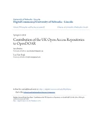 Contribution of the UK Open Access Repositories to Opendoar Saria Ibrahim University of Kashmir, Saria.Ibrahim19@Gmail.Com