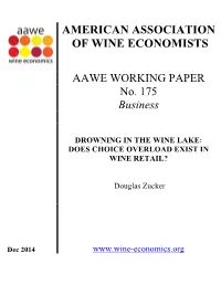DOES CHOICE OVERLOAD EXIST in WINE RETAIL? Douglas Zucker