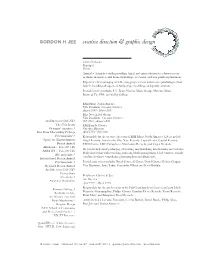 GORDON H JEE Creative Direction & Graphic Design
