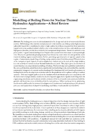 Modelling of Boiling Flows for Nuclear Thermal Hydraulics Applications—A Brief Review