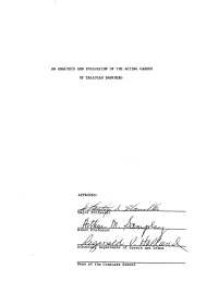 An Analysis and Evaluation of the Acting Career Of