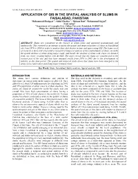 Application of Gis in the Spatial Analysis of Slums In