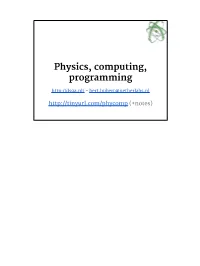 Computer Programming & Physics
