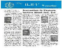 Ecumenism to Keynote Lecture Week Feb