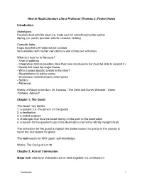 How to Read Literature Like a Professor Notes
