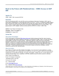 ODBC Access to SAP BW
