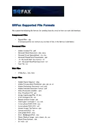 Srfax Files Supported