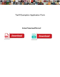 Tariff Exemption Application Form