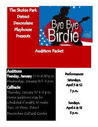 The Skokie Park District Devonshire Playhouse Presents Audition Packet