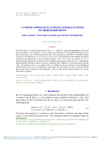 A Unified Approach to Various Generalizations of Armendariz Rings