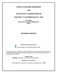 Capacity Building Workshop for Civil Society Oganisations on the Right To
