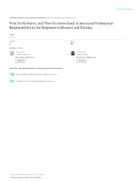 First Do No Harm, and Then Do Some Good: Science and Professional Responsibility in the Response to Disaster and Trauma