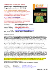 Invitation to Authors Special Issue in Physica Status Solidi (A/B)