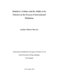 Mediator's Culture and the Ability to Be Effective in the Process Of