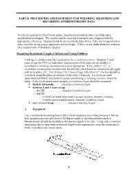 Part Ii: Procedures and Equipment for Weighing, Measuring and Recording Anthropometric Data