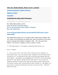 Rev Walter Skehan, Notes Vol 43 with QUIRKE Partial