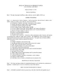 RULES of the HOUSE of REPRESENTATIVES 101St GENERAL ASSEMBLY