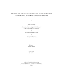 SEMANTIC ANALYSIS of NATURAL LANGUAGE and DEFINITE CLAUSE GRAMMAR USING STATISTICAL PARSING and THESAURI By