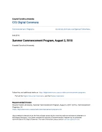 Summer Commencement Program, August 3, 2018