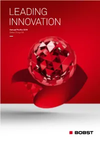 Annual Profile 2019 Bobst Group SA GUIDED by KEY FIGURES INNOVATION