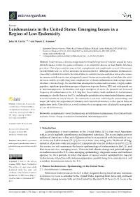 Leishmaniasis in the United States: Emerging Issues in a Region of Low Endemicity