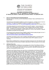 SALISBURY DIOCESAN SYNOD MINUTES of the 127Th SESSION of the SYNOD HELD at ST NICHOLAS CHURCH, CORFE MULLEN on SATURDAY 16 FEBRUARY 2019