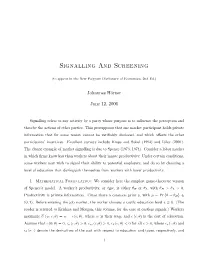 Signalling and Screening
