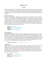 Blogging Resources Lyn Hart the Following Information Is A
