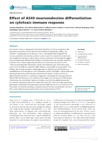 Effect of A549 Neuroendocrine Differentiation on Cytotoxic Immune Response