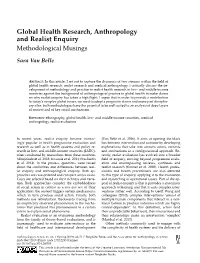 Global Health Research, Anthropology and Realist Enquiry Methodological Musings
