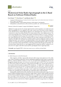 Modernized Solar Radio Spectrograph in the L Band Based on Software Deﬁned Radio