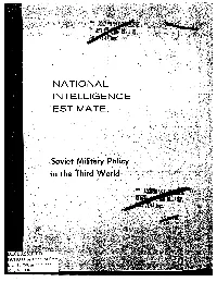 NATIONAL INTELLIGENCE ESTIMATE Soviet Military Policy In