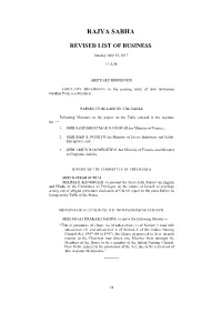 Rajya Sabha —— Revised List of Business