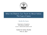 What the Dialects Can Teach Us About Italian: the Case of Irpino