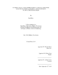 A Critical Discourse Analysis of Power, Authority, and Governance in Amc’S the Walking Dead