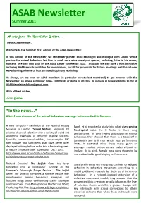 ASAB Newsletter Summer 2011