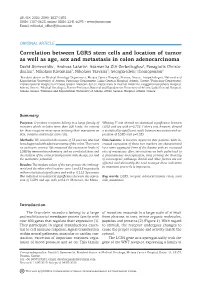 Correlation Between LGR5 Stem Cells and Location of Tumor As Well As Age