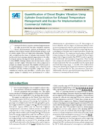 Quantification of Diesel Engine Vibration Using Cylinder Deactivation for Exhaust Temperature Management and Recipe for Implementation in Commercial Vehicles