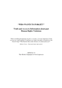 Truth and Access to Information About Past Human Rights Violations