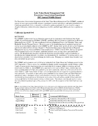 1 Lake Tahoe Basin Management Unit Ecosystem Conservation