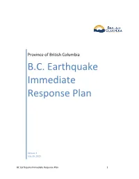 B.C. Earthquake Immediate Response Plan