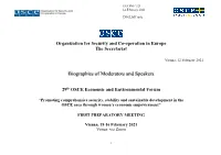 Biographies of Moderators and Speakers