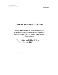 Cyanobacterial Toxins: Saxitoxins