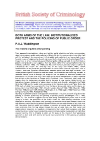 Institutionalised Protest and the Policing of Public Order